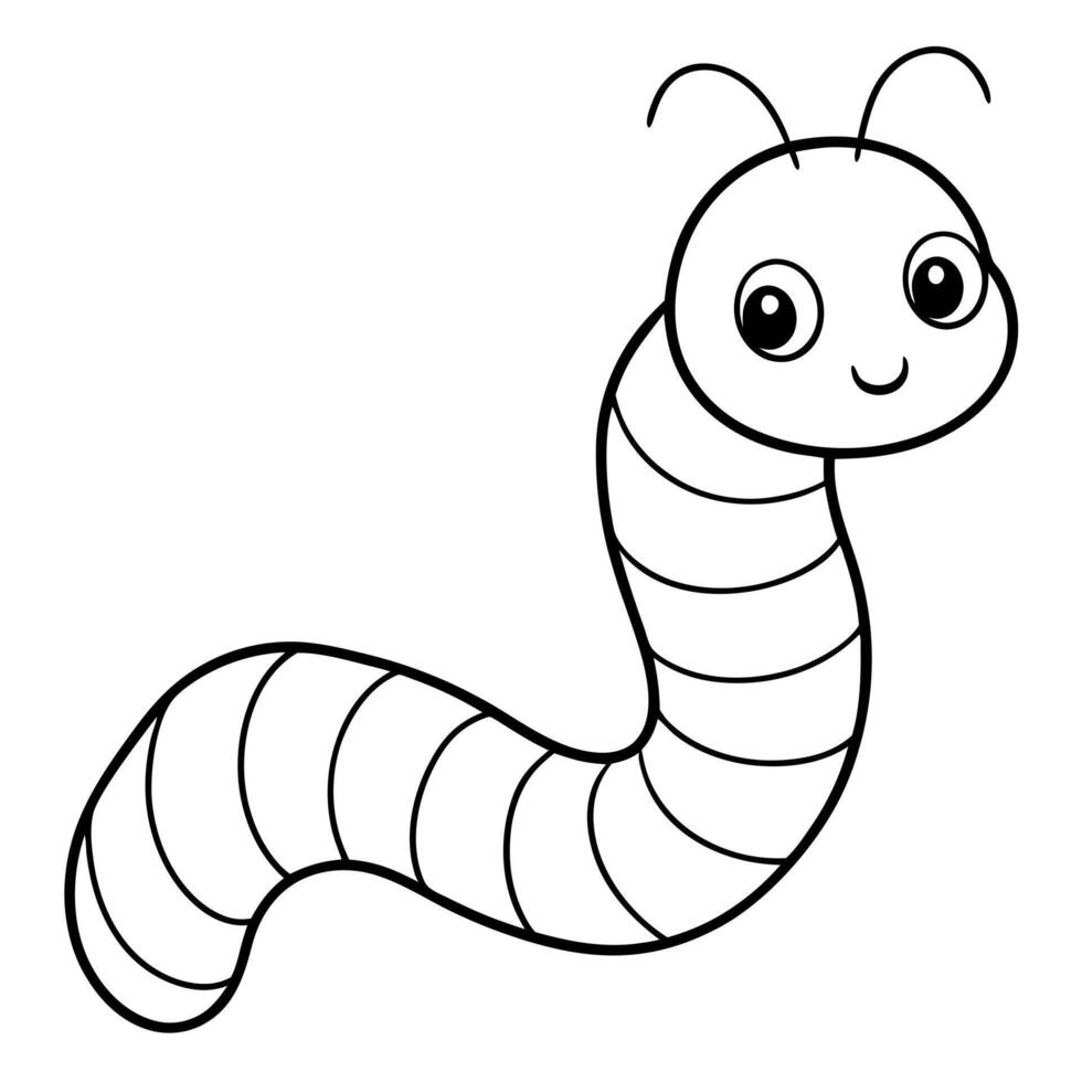 a worm, a childs picture, illustration line art vector