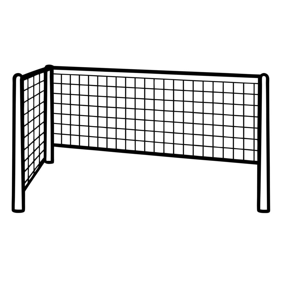 a goalposts with back net , silhouette, black and white background white, vector
