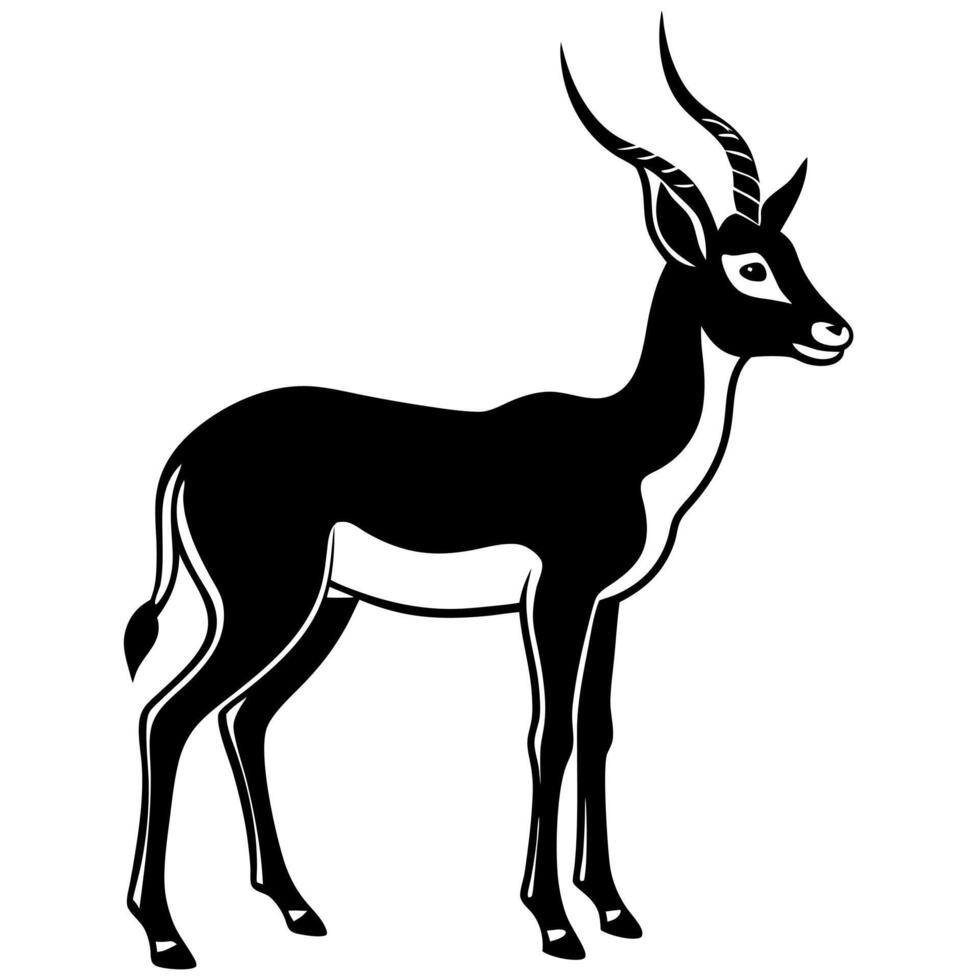 a silhouette image of a gazelle logo style with a white background, illustration line vector