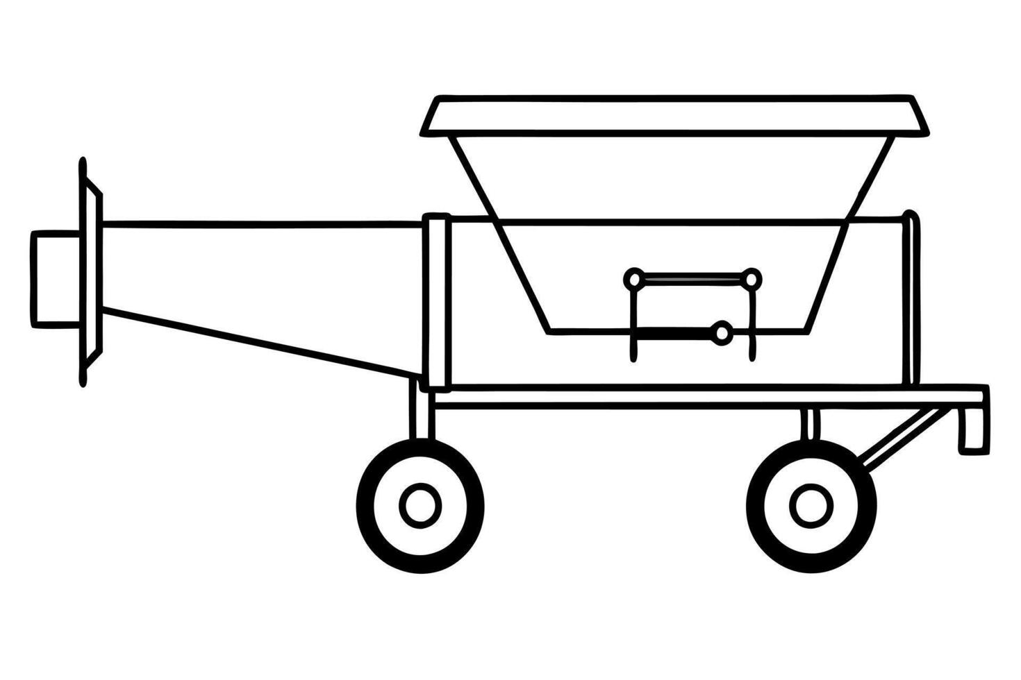 seed machine silhouette on white background, illustration line art vector