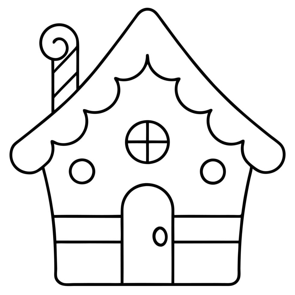 coloring page, bold line art, christmas gingerbread house, illustration line art vector
