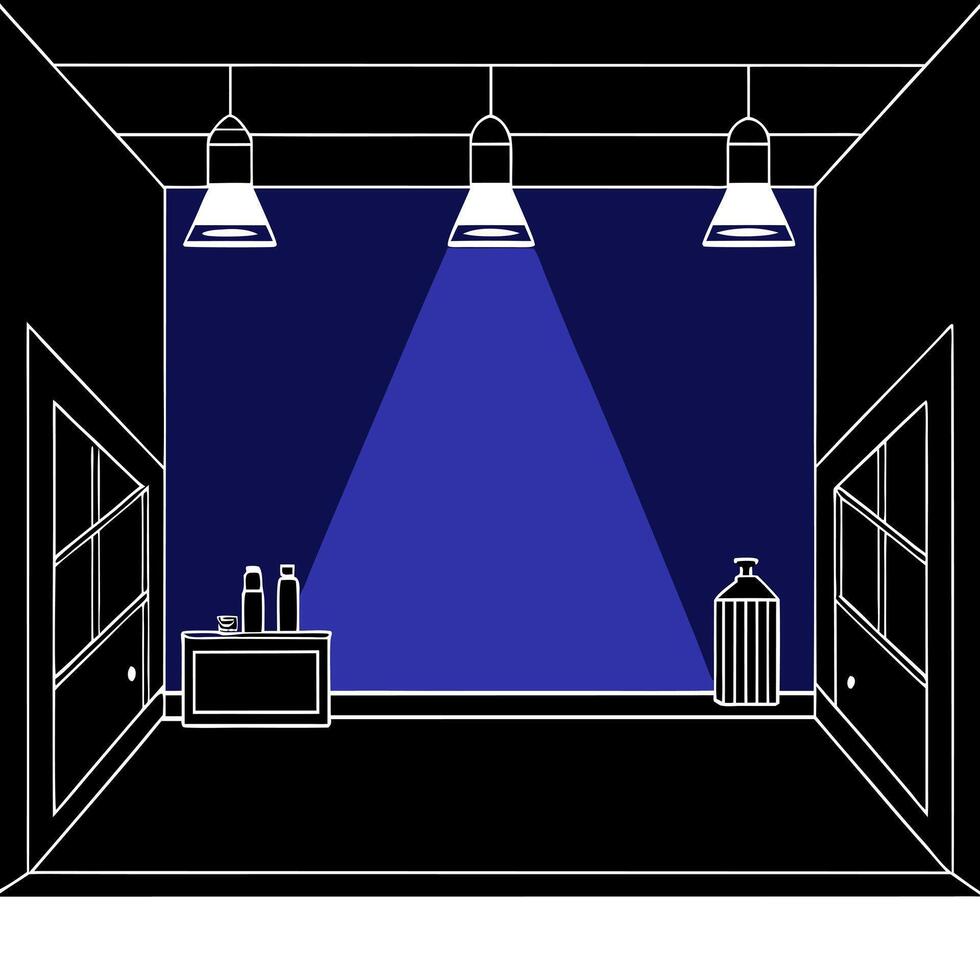 dark scene with a smoky dark blue background empty dark room with spotlights for displaying vector