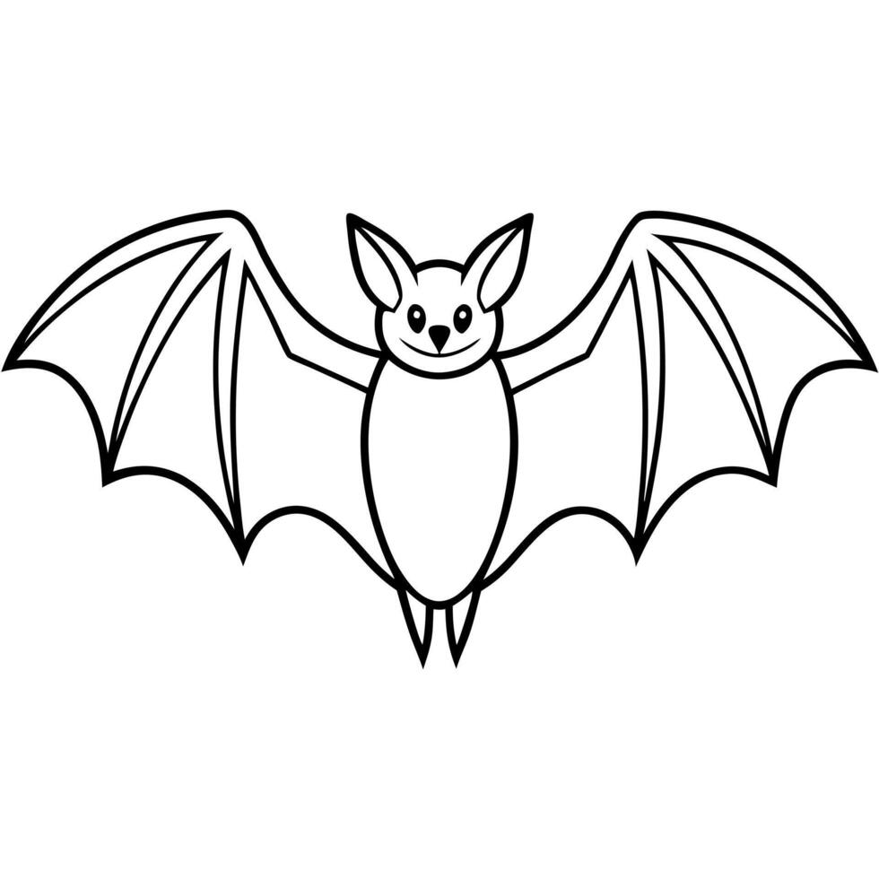 large bat with spread wings, no intricate details, just bold shapes, illustration line art vector
