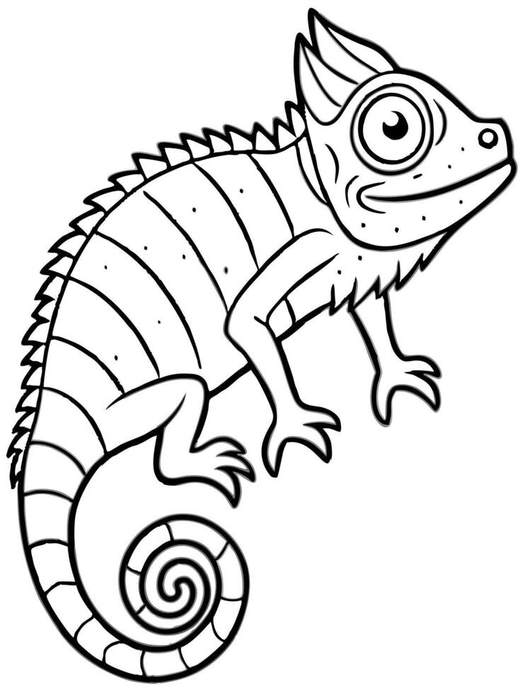 a chameleon changing, illustration line art vector