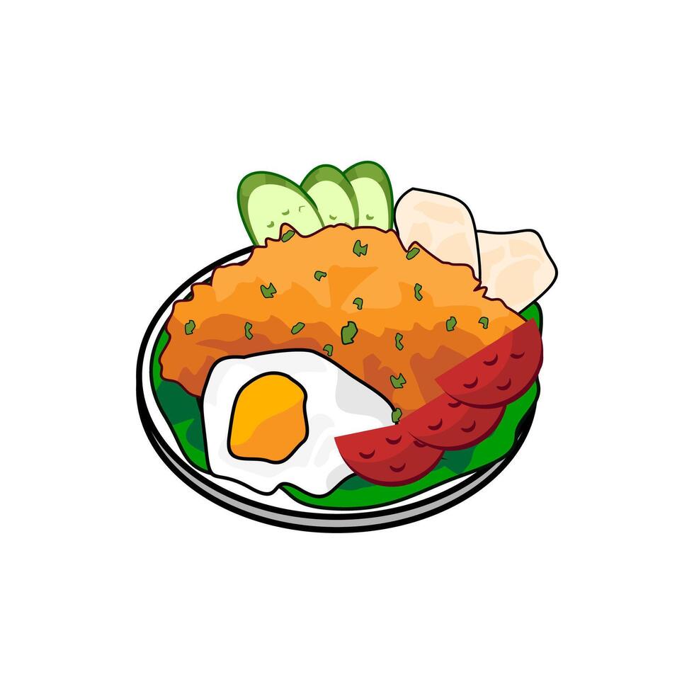 illustration of Nasi Goreng, a typical Indonesian food vector