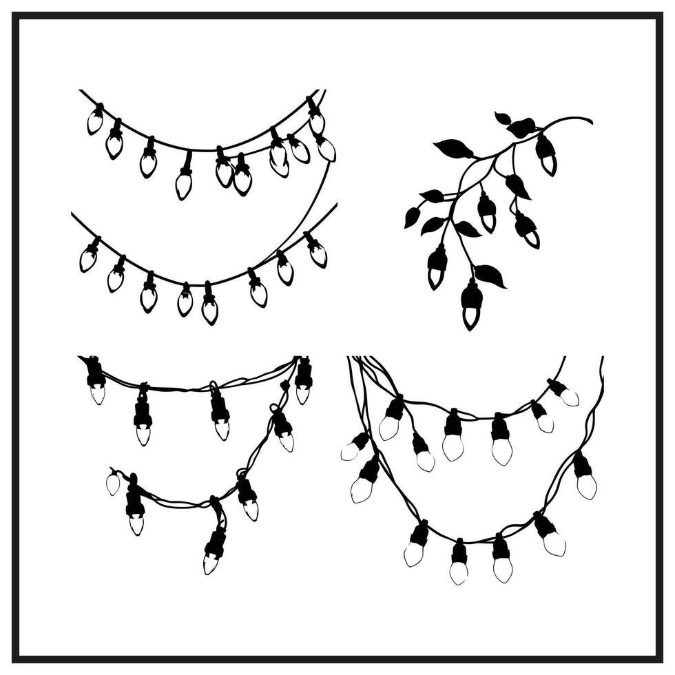Christmas lights silhouette clipart on a white background vector