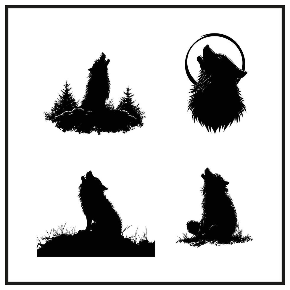 A werewolf howling at the moon silhouette clipart vector