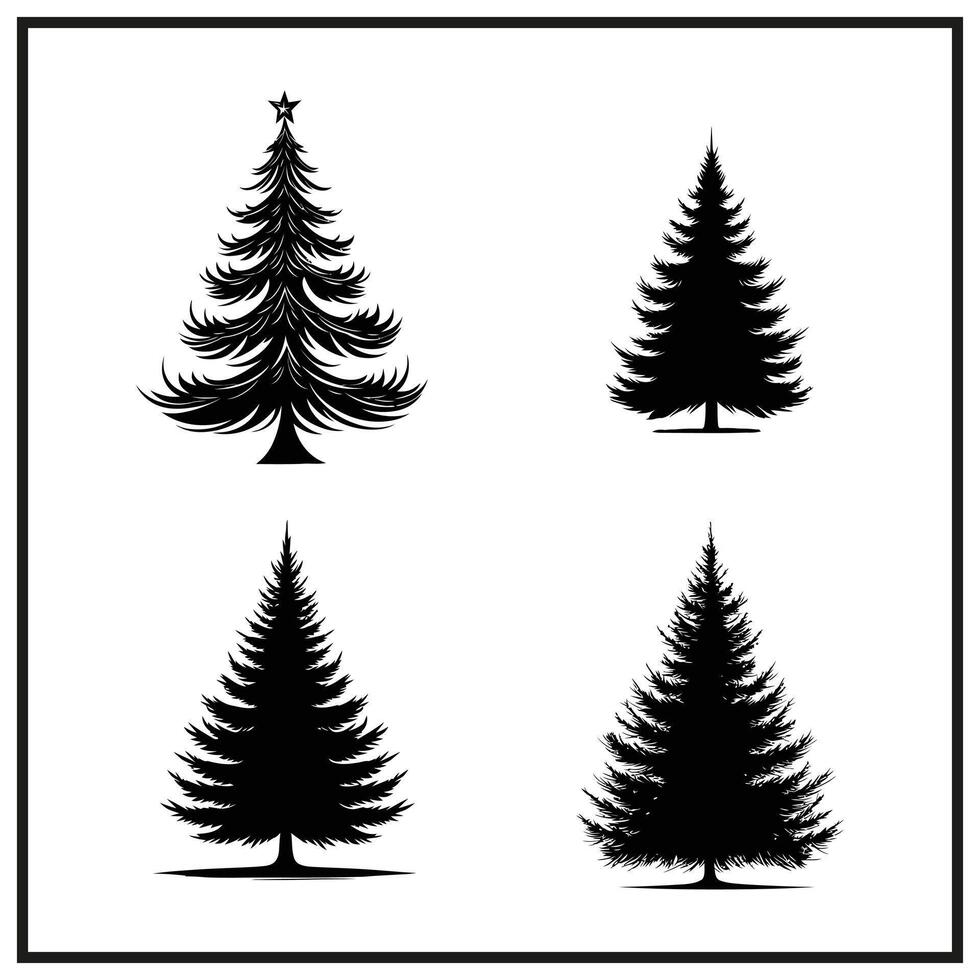 Christmas tree silhouette clipart on a white background vector