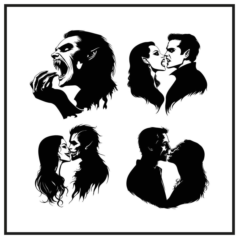 A vampire biting someone clipart on a white background vector