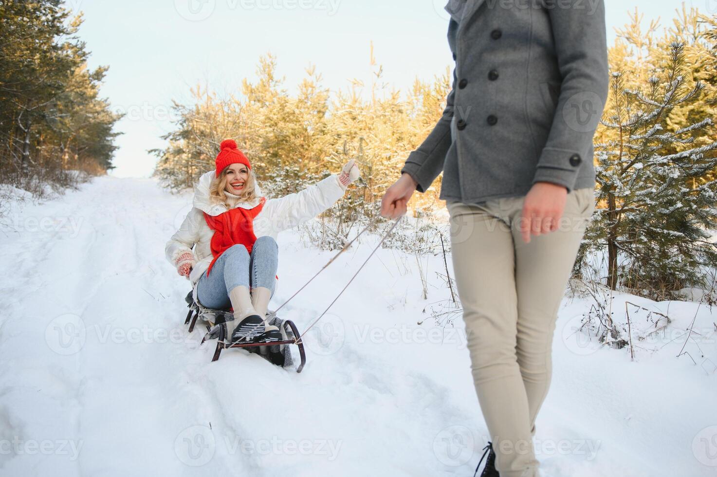 winter snow couple love story photo