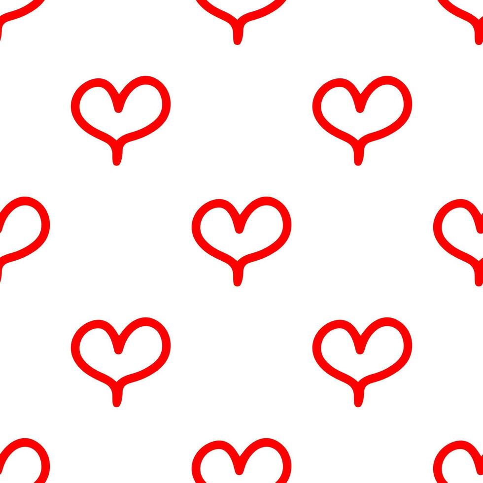 Super cute line red heart shape seamless pattern. vector