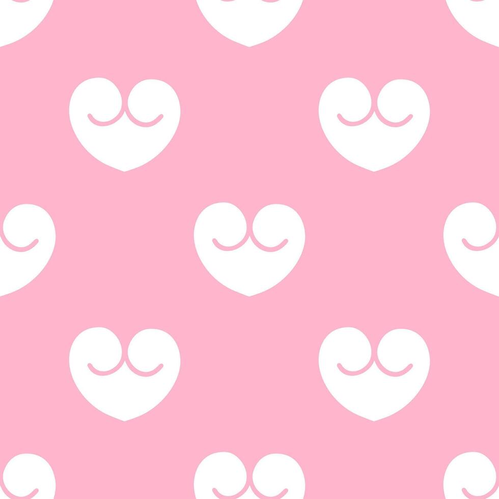 Strange heart shape seamless pattern on pink background. vector
