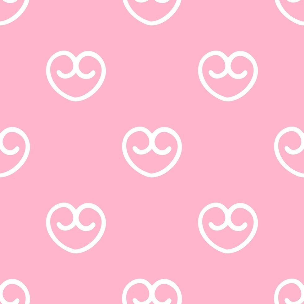 Strange outline heart shape seamless pattern on pink background. vector