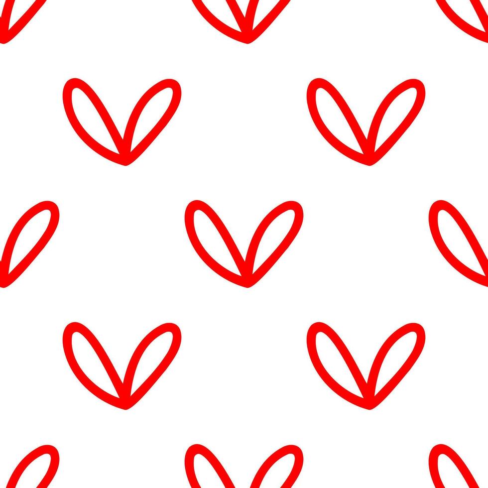 Mini Cartoon doodle red heart shape seamless pattern. vector