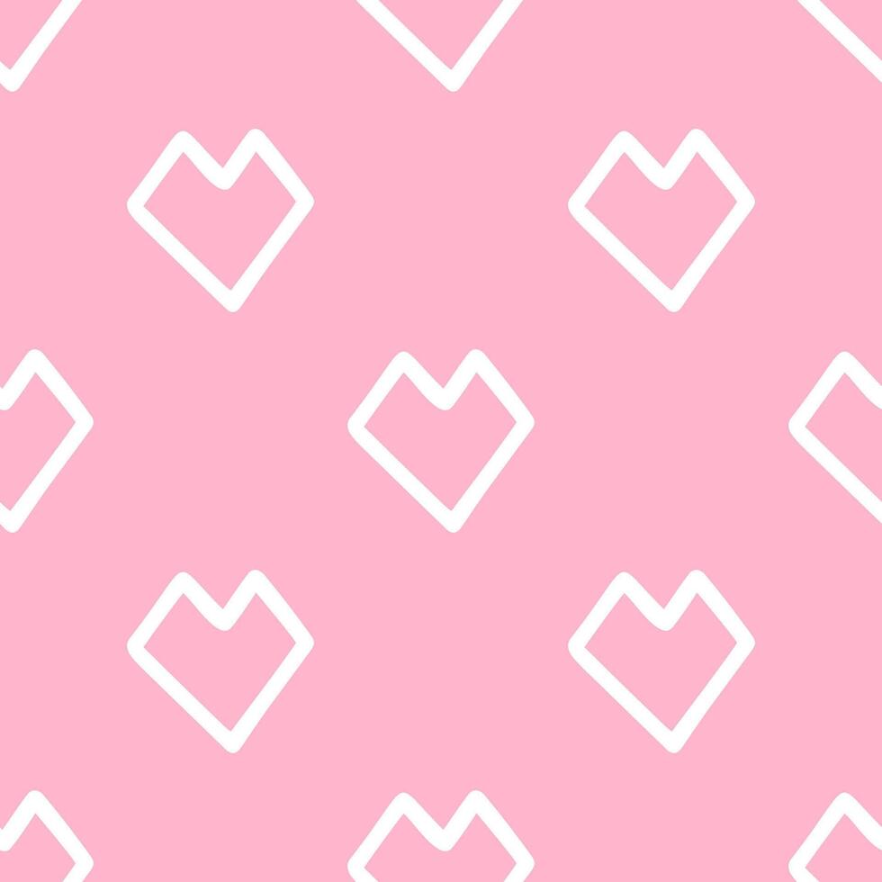 Cute outline polygon heart shape seamless pattern. vector