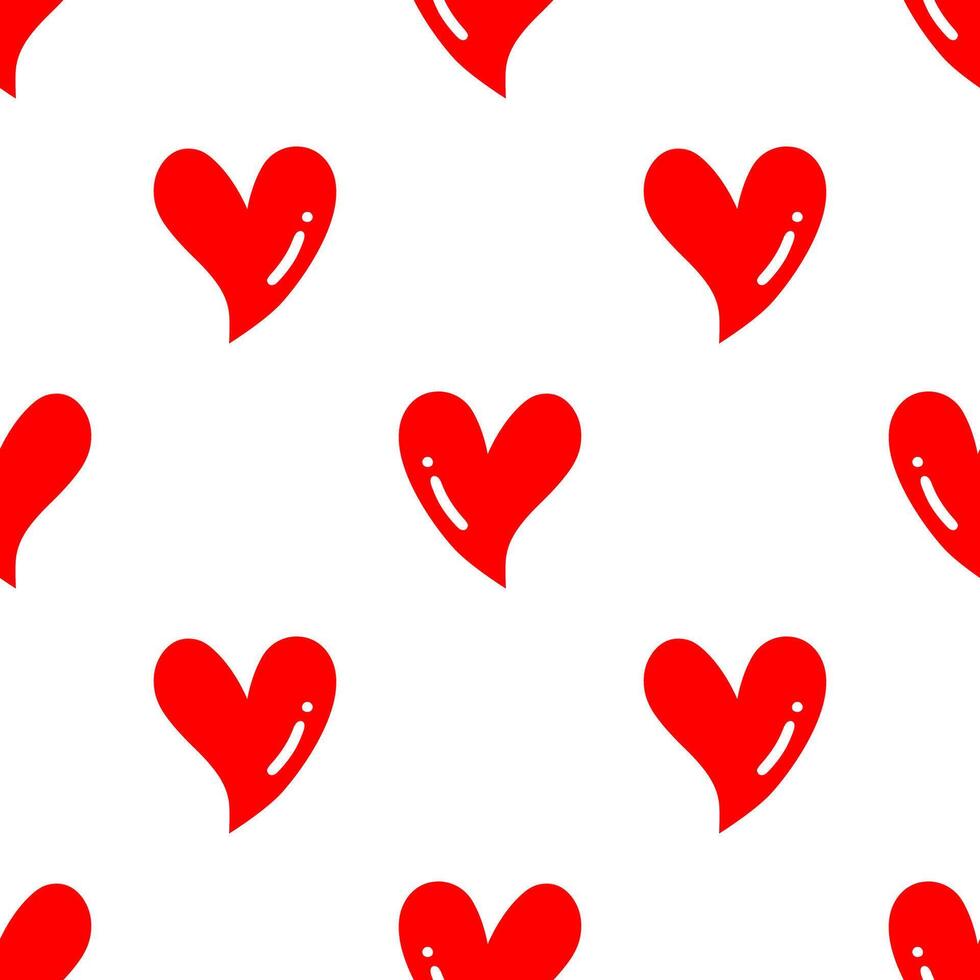 Cartoon red heart shape seamless pattern. vector