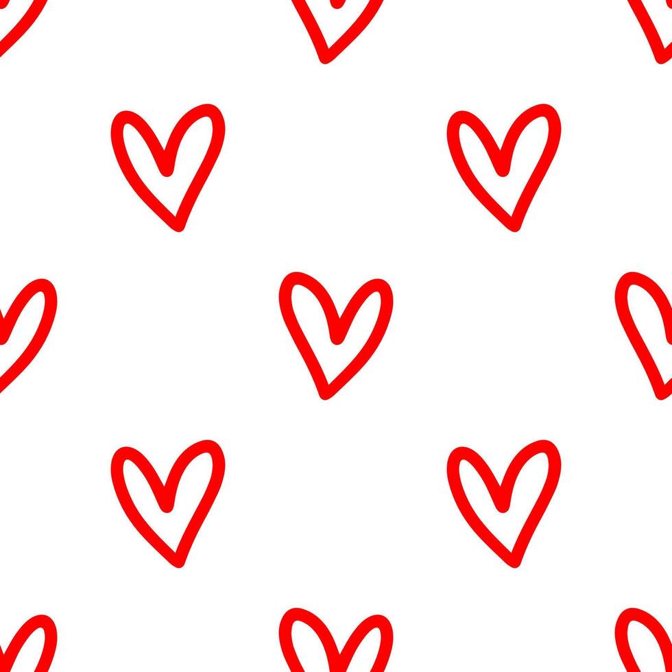 Tiny cartoon red heart shape seamless pattern. vector
