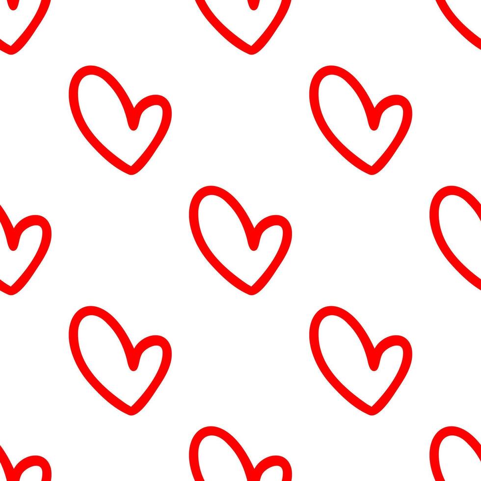 Mini red outline heart shape seamless pattern. vector