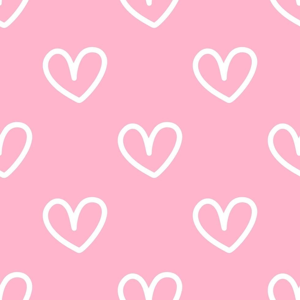 Tiny cartoon heart shape seamless pattern on pink background. vector