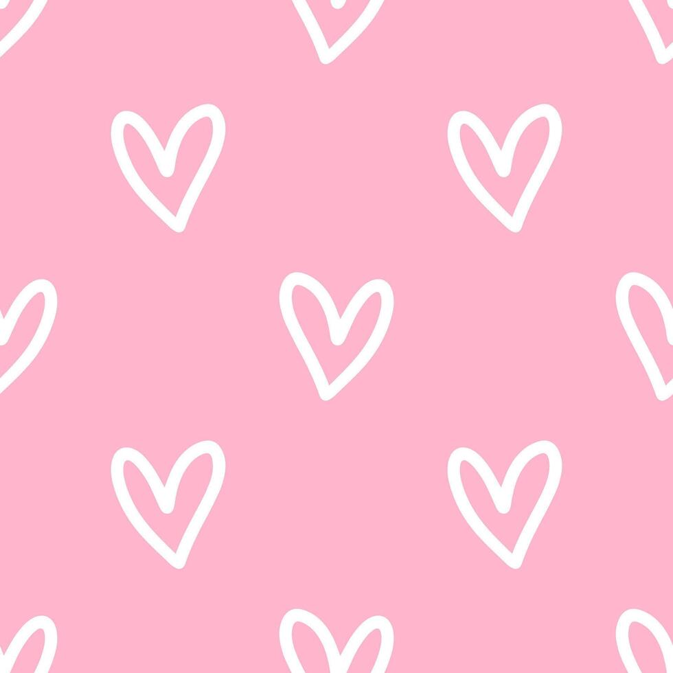 Tiny cartoon heart shape seamless pattern on pink background. vector
