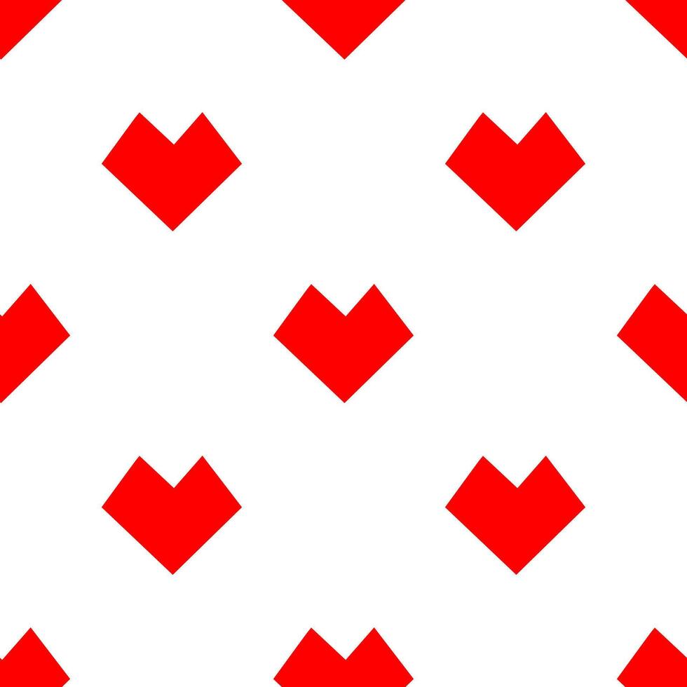 Cute red polygon heart shape seamless pattern. vector