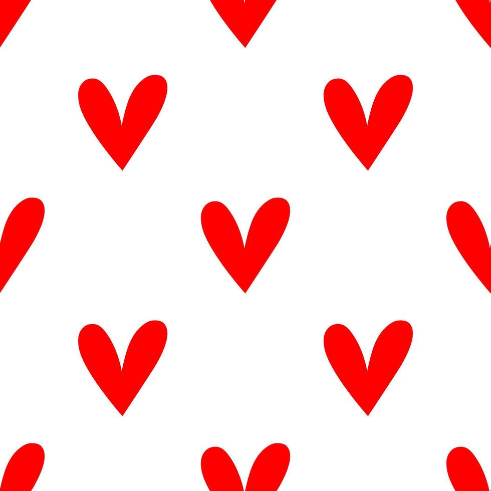 Minimal red heart shape seamless pattern. vector