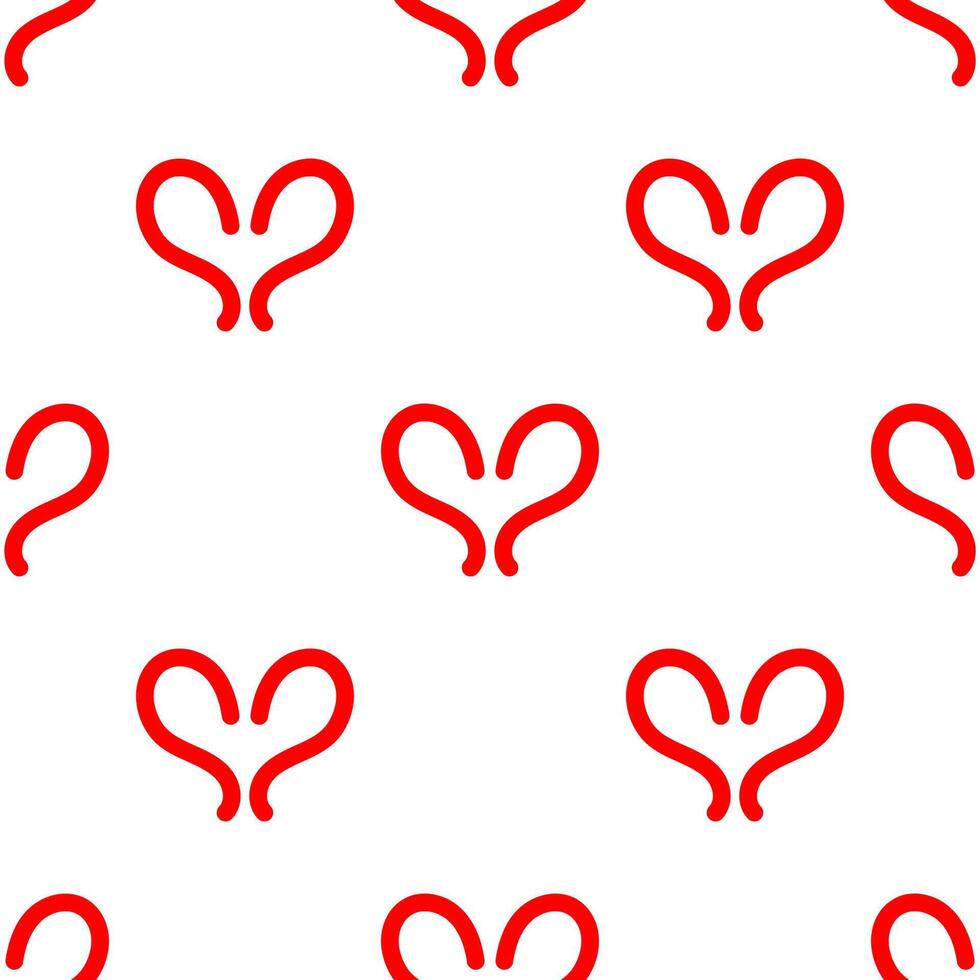 Red line arranged to heart shape seamless pattern. vector