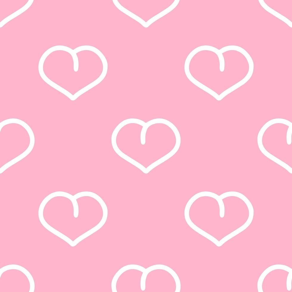 Outline Heart mix with peach shape seamless pattern on pink background. vector