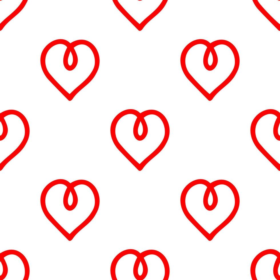Roll line red heart shape seamless pattern. vector
