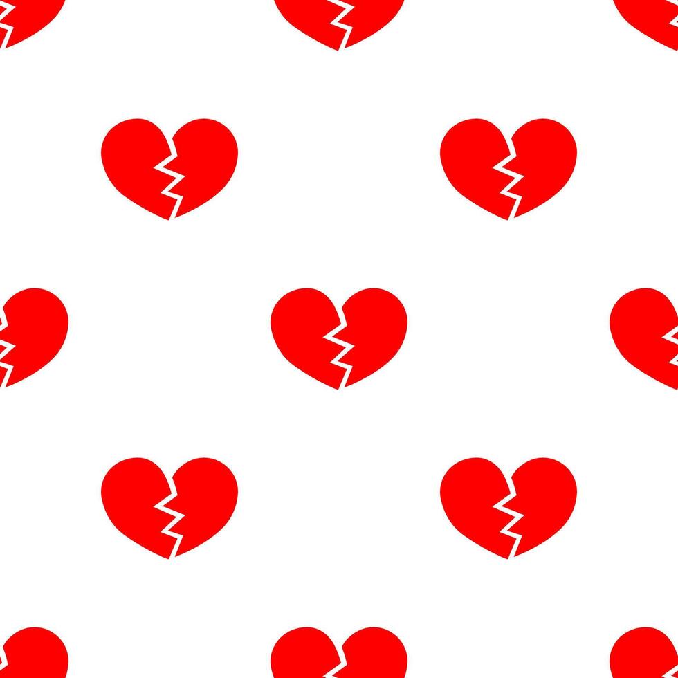 Red broken heart shape seamless pattern. vector