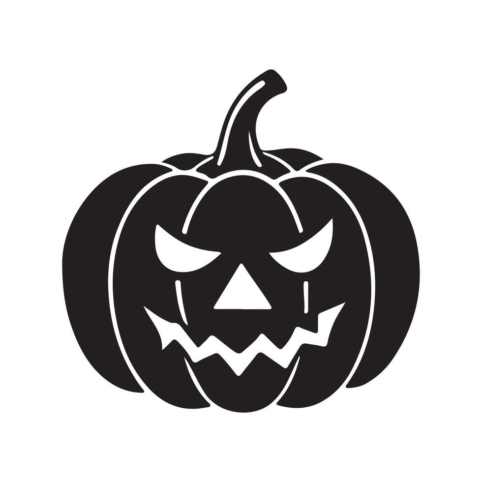 A set of Happy Halloween pumpkin in black and white Silhouette icon illustration vector