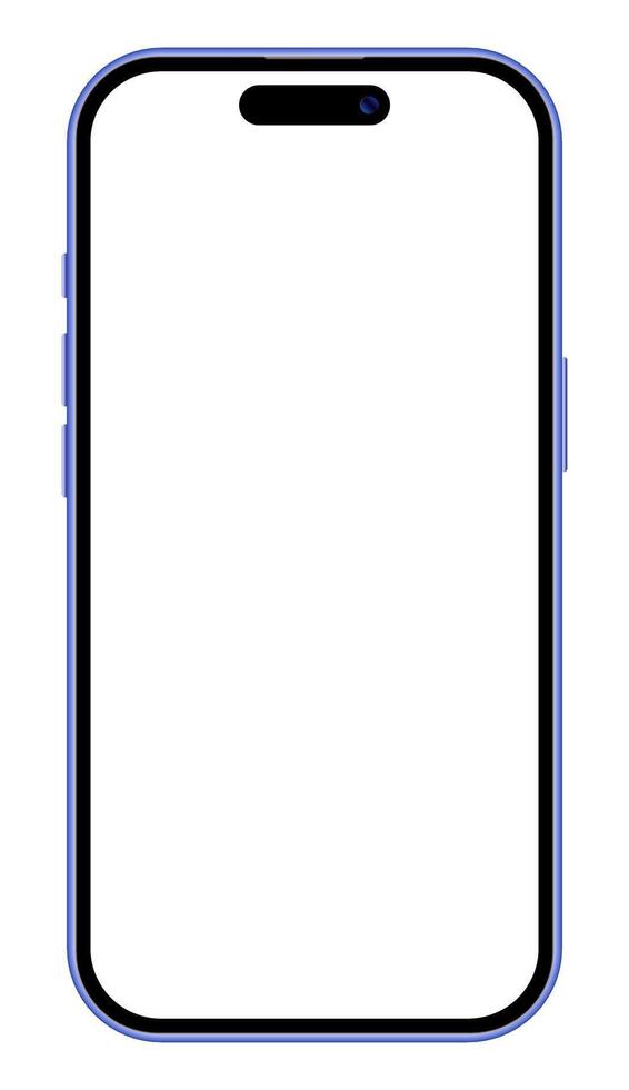 Modern realistic mobile phone device mockup design. Smartphone empty screen template with blue color frame vector