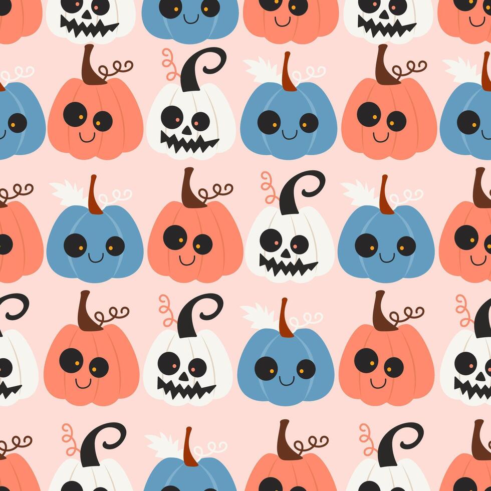 Autumn seamless pattern of cute halloween colorful pumpkins. Great for autumn cards, invitations, banner, textile vector