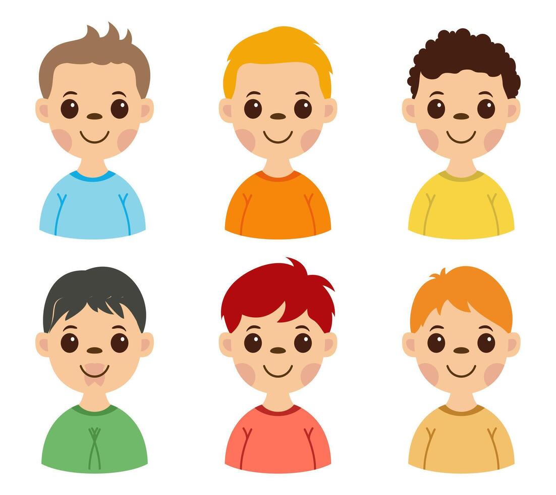 Set avatar set with different facial expression cheerful isolated vector