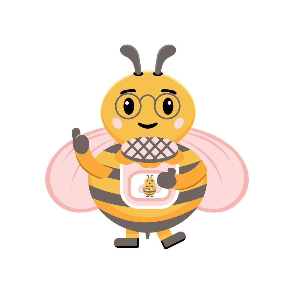 Cute Bee Mascot Character Illustration vector