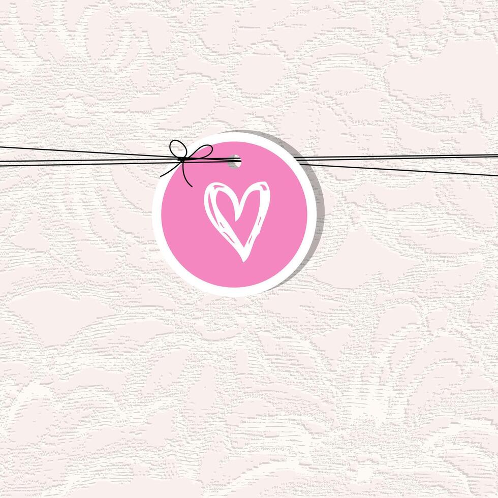 Valentine card with copy space, heart with decorative pink polka dot background vector