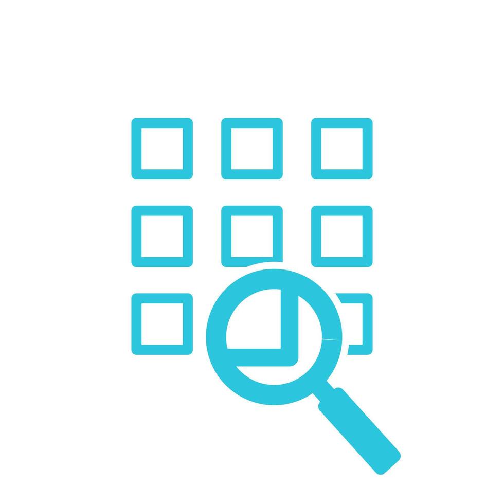 Thumbnail view icon, Retrospetive, picture display gallery image, Zoom icon. Isolated on white background, From blue icon set vector