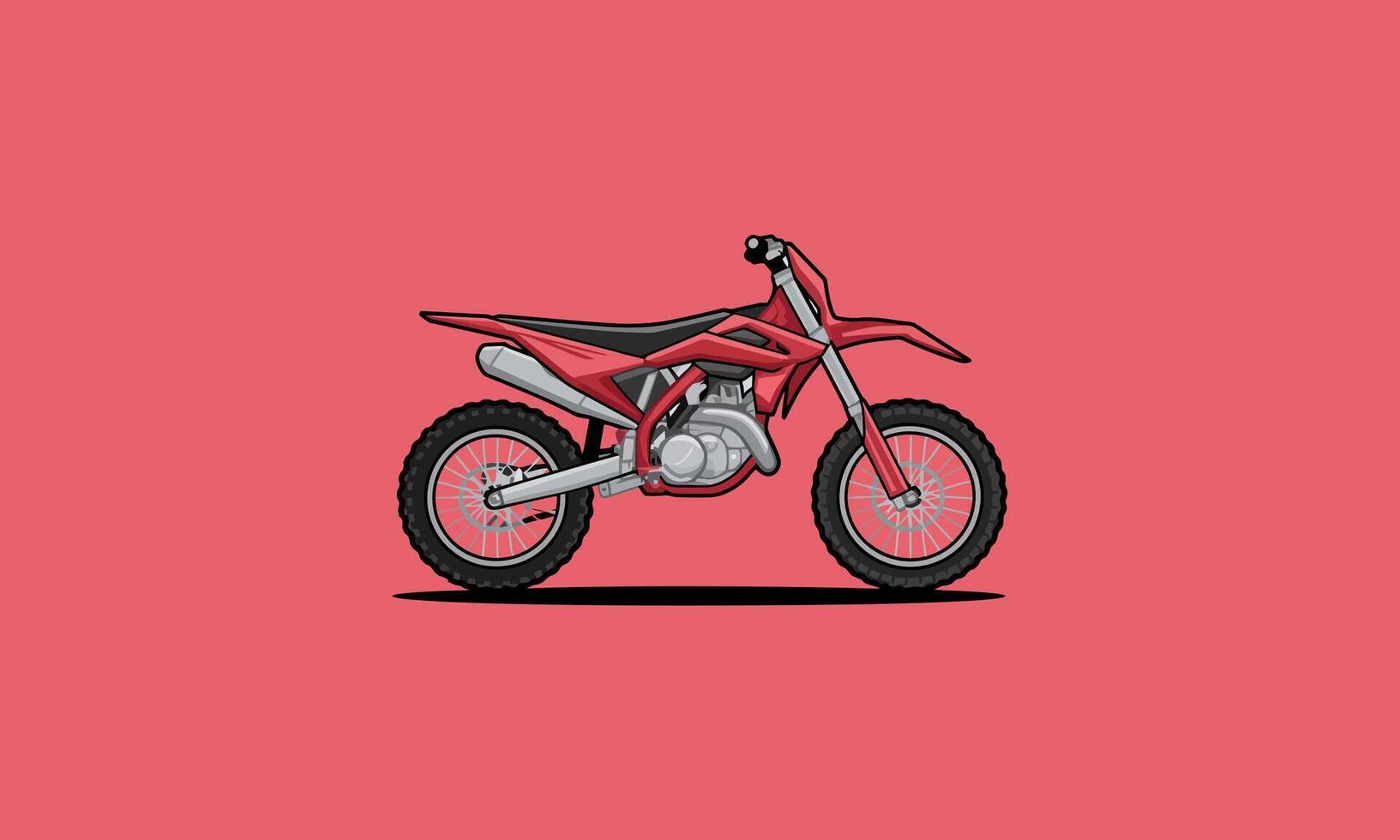 Red dirt bike standing on a pink background. vector