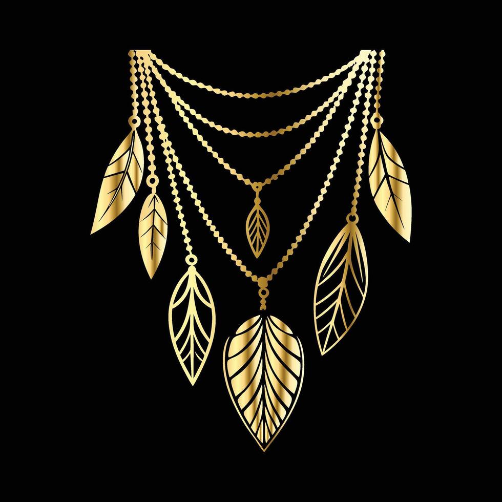 Gold Necklace Logo Key and Gemstones for Luxury Jewelry Store Branding vector