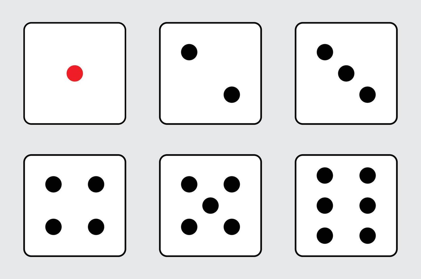 Set of game dice icon in outline design. game sign. Dice game icon set in black and white color isolated on white background. illustration. vector