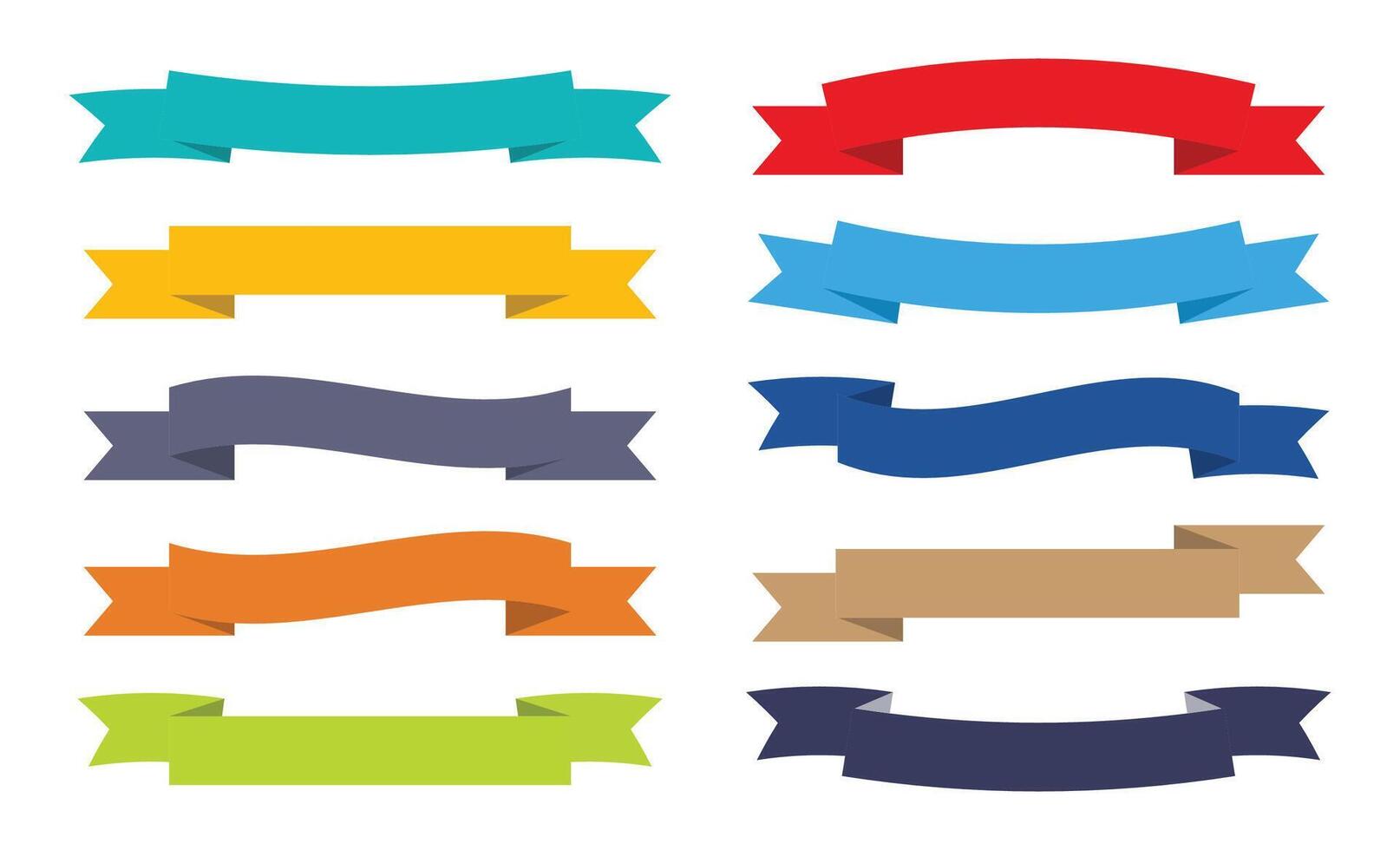 Colorful ribbon banners icon collection. Colorful ribbon banners icons isolated on a white background. Set of 10 colored ribbons. Ribbon banner icon set in different color. illustration. vector