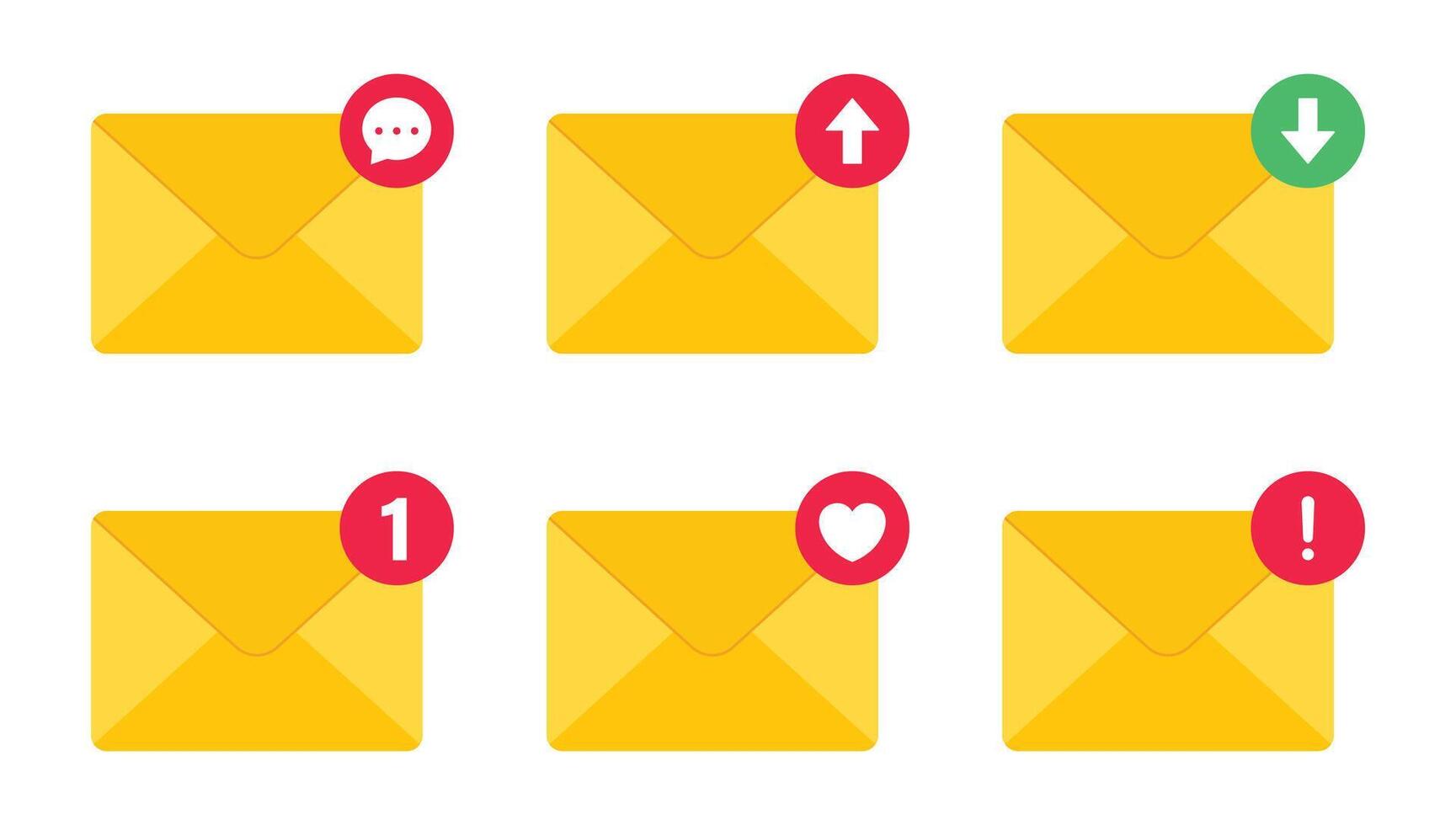 Notification message or email icon set. Envelope message icon collection. Incoming message notification illustration. vector
