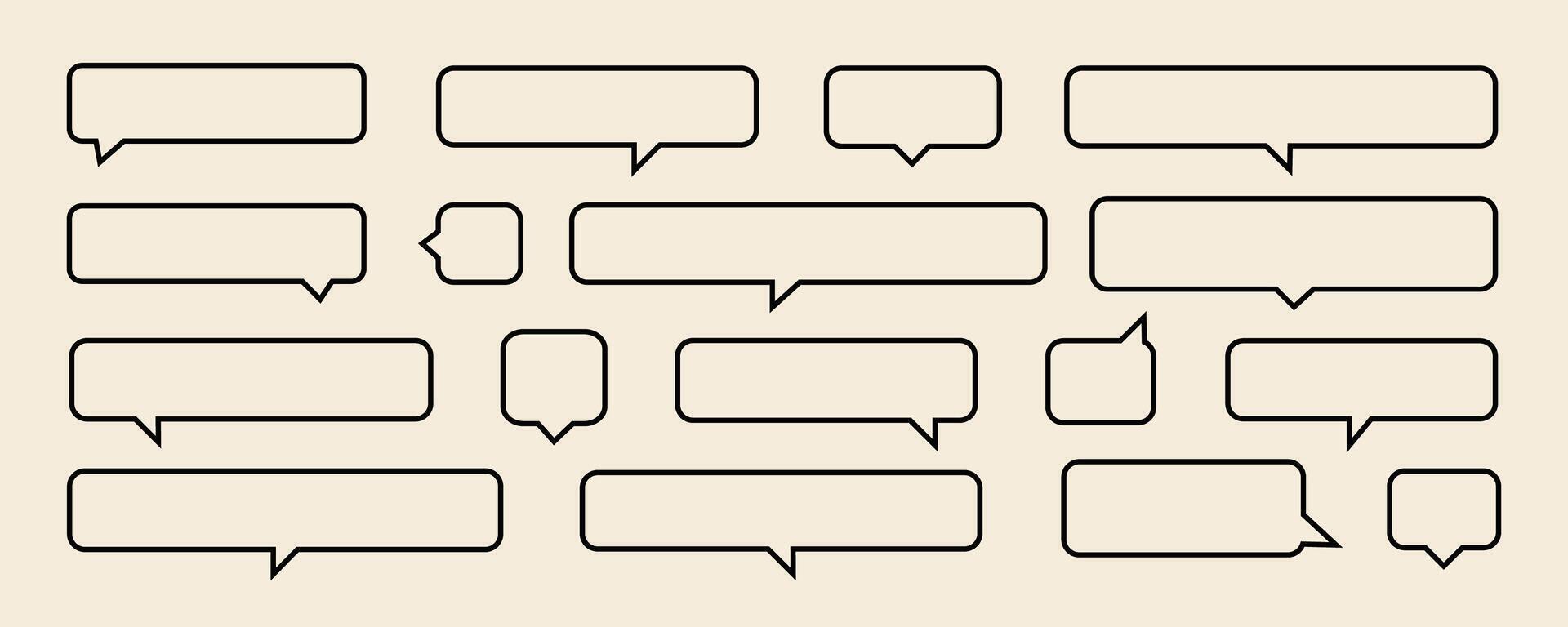 Speech bubbles pack set isolated. Text boxes for chats, web and game. Speech bubbles line icons set in different shape, outline symbol collection. Flat design. illustration. vector