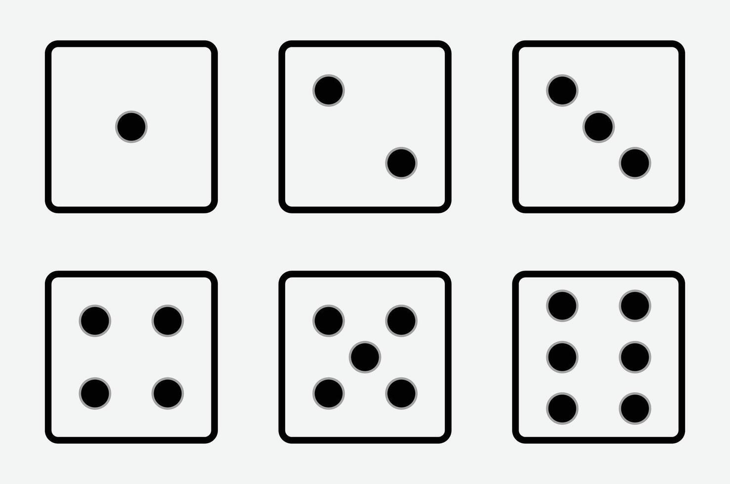 Set of game dice icon in line design. game sign. Dice game icon set in black color isolated on white background. illustration. vector