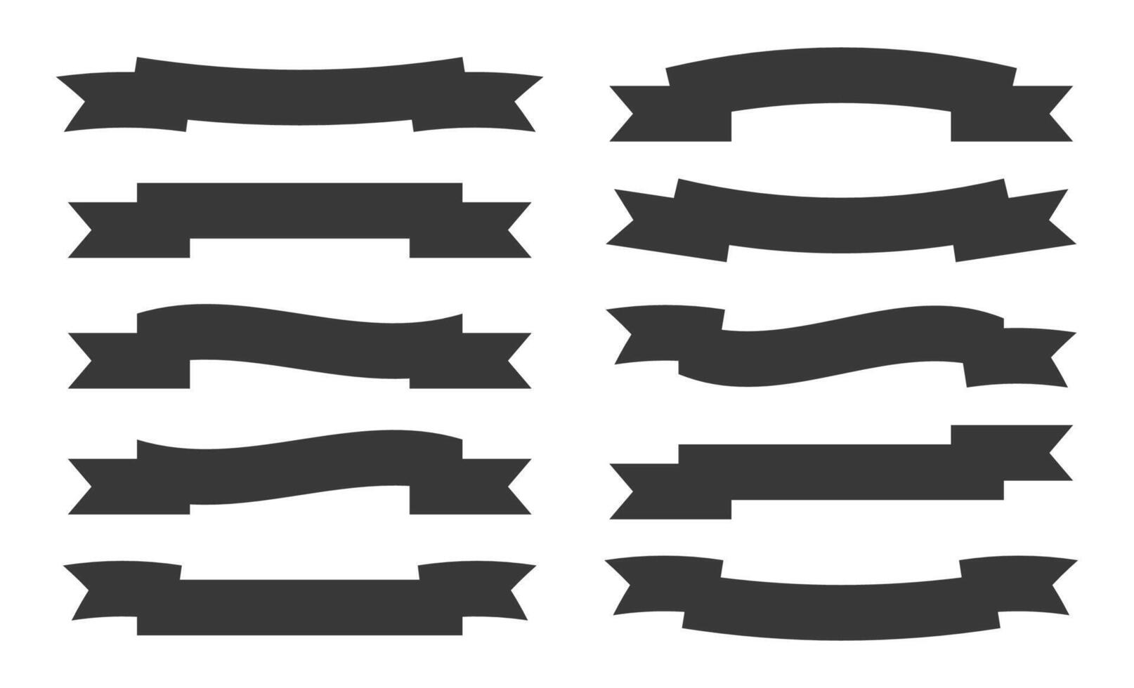Ribbon banner icon collection. Silhouette ribbon banners isolated on a white background. Set of 10 ribbons. Ribbon banner icon set in black color. illustration. vector