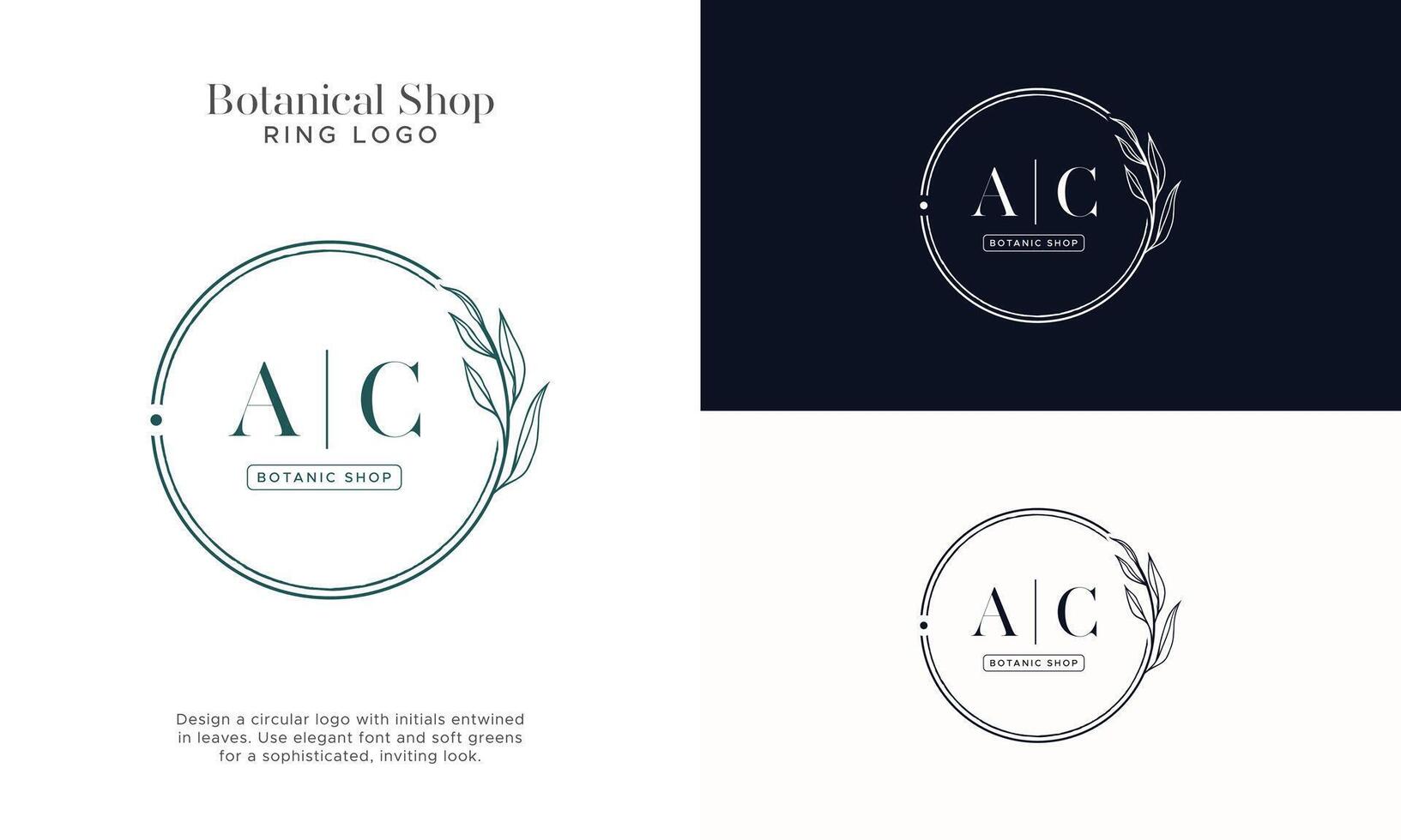 Elegant Botanical Circle initial Logo Collection, Enchanting Leaf and Floral Designs for Your Brand vector