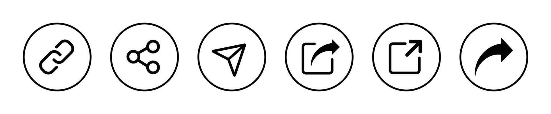 Share icon button set in outline. Share icon button set isolated on white background. Share icon button in line style. Social media share icon button. illustration. vector