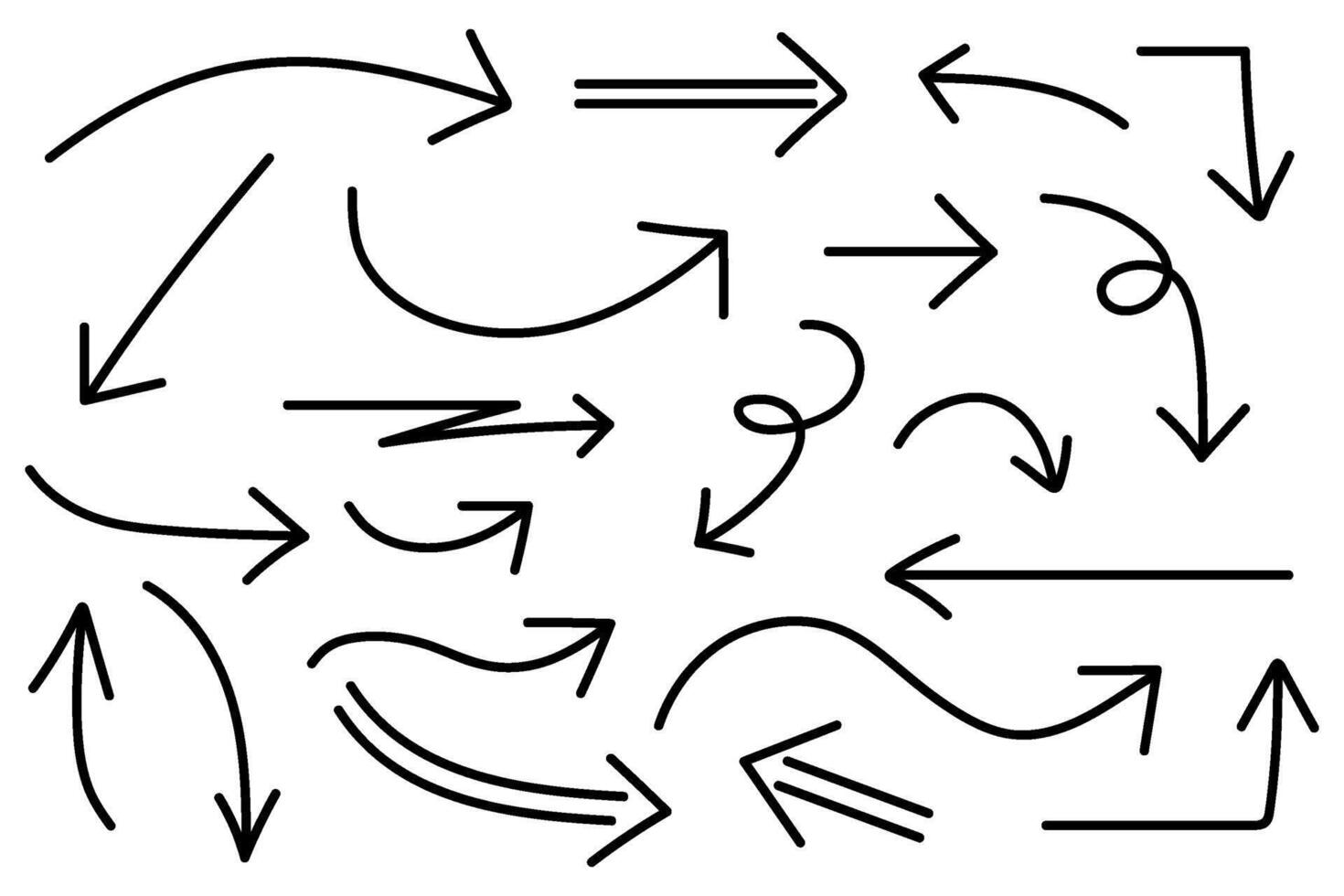 Hand drawn black arrow set vector