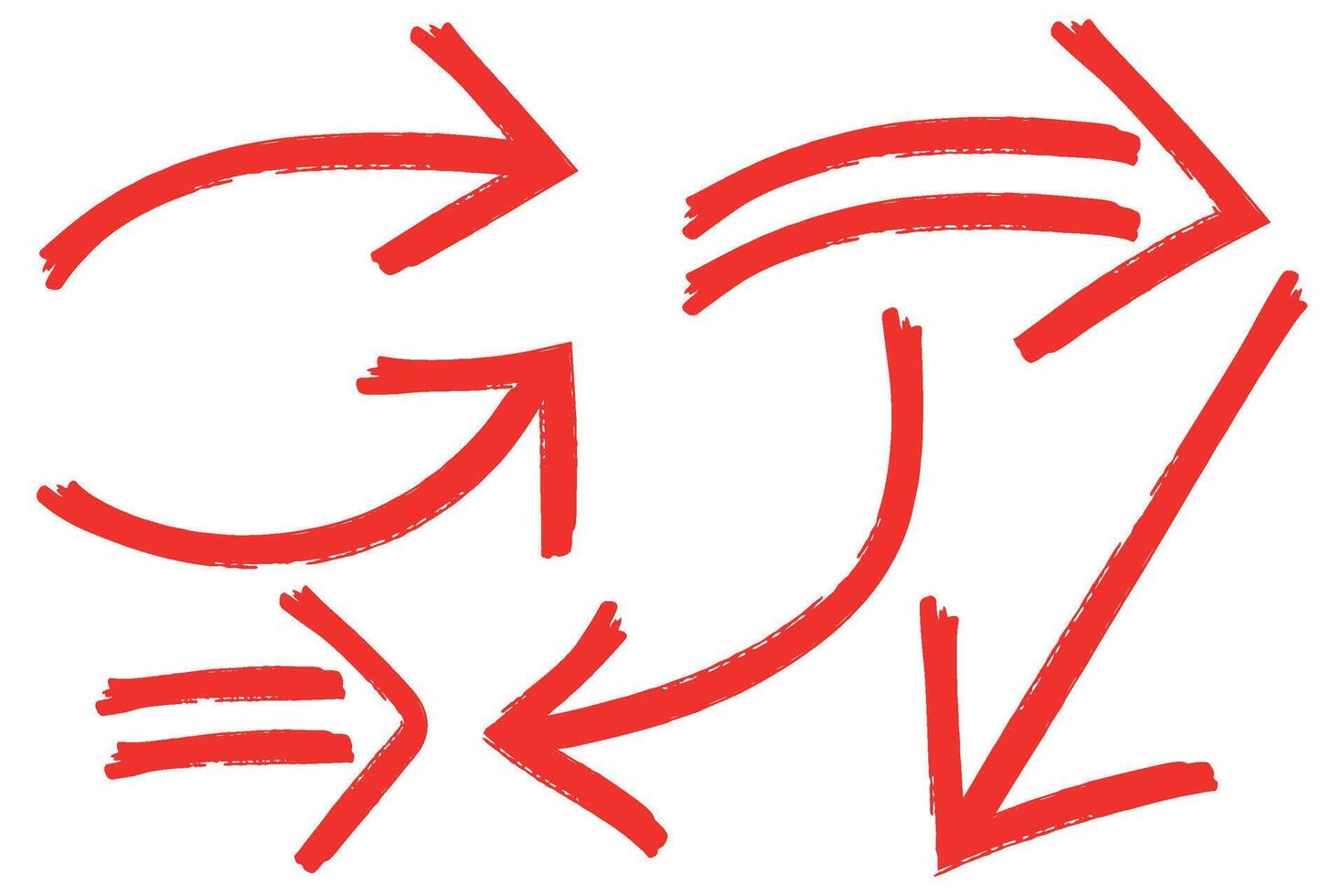Hand drawn red arrow set vector