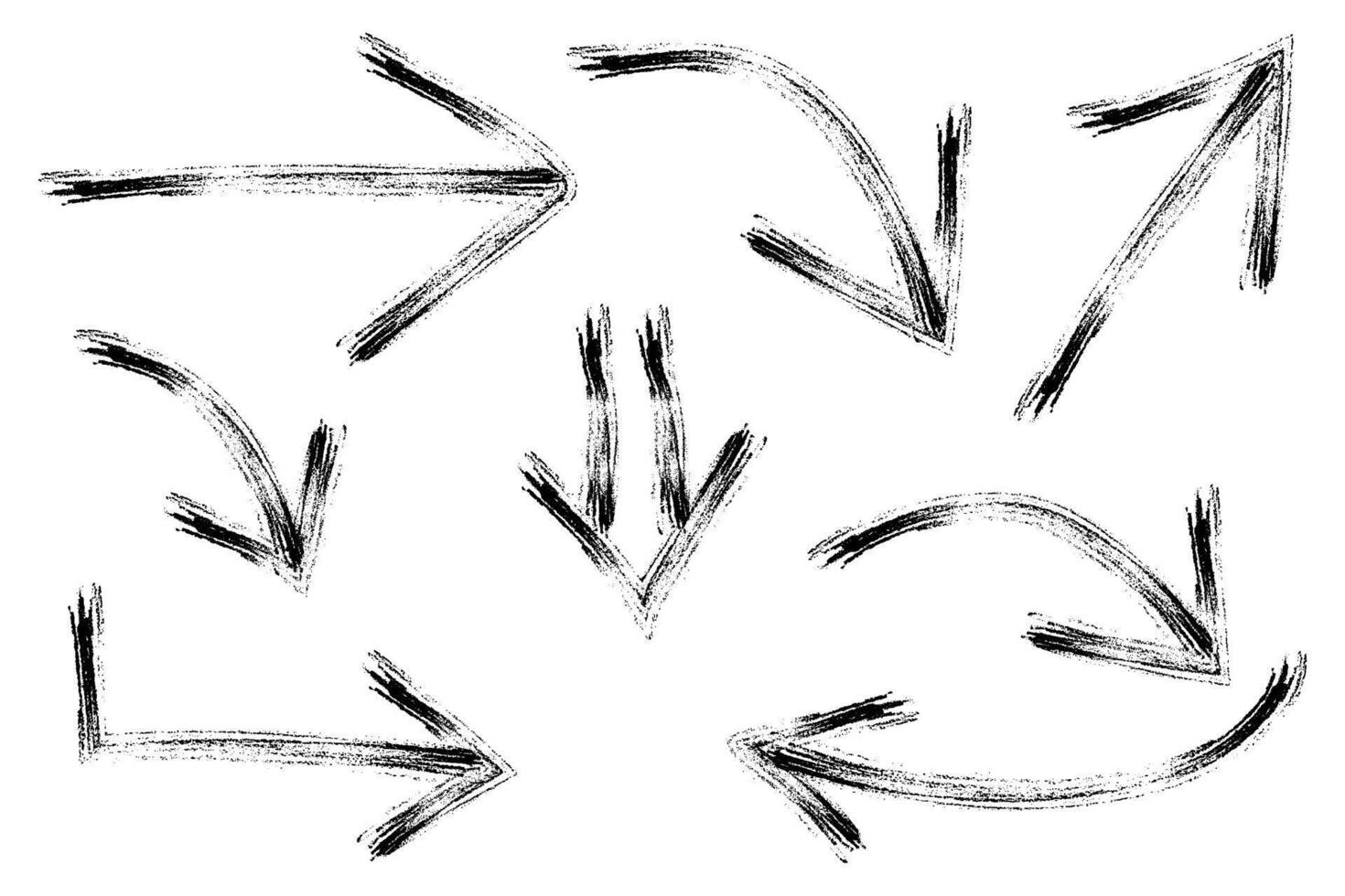 Hand drawn black arrow set vector